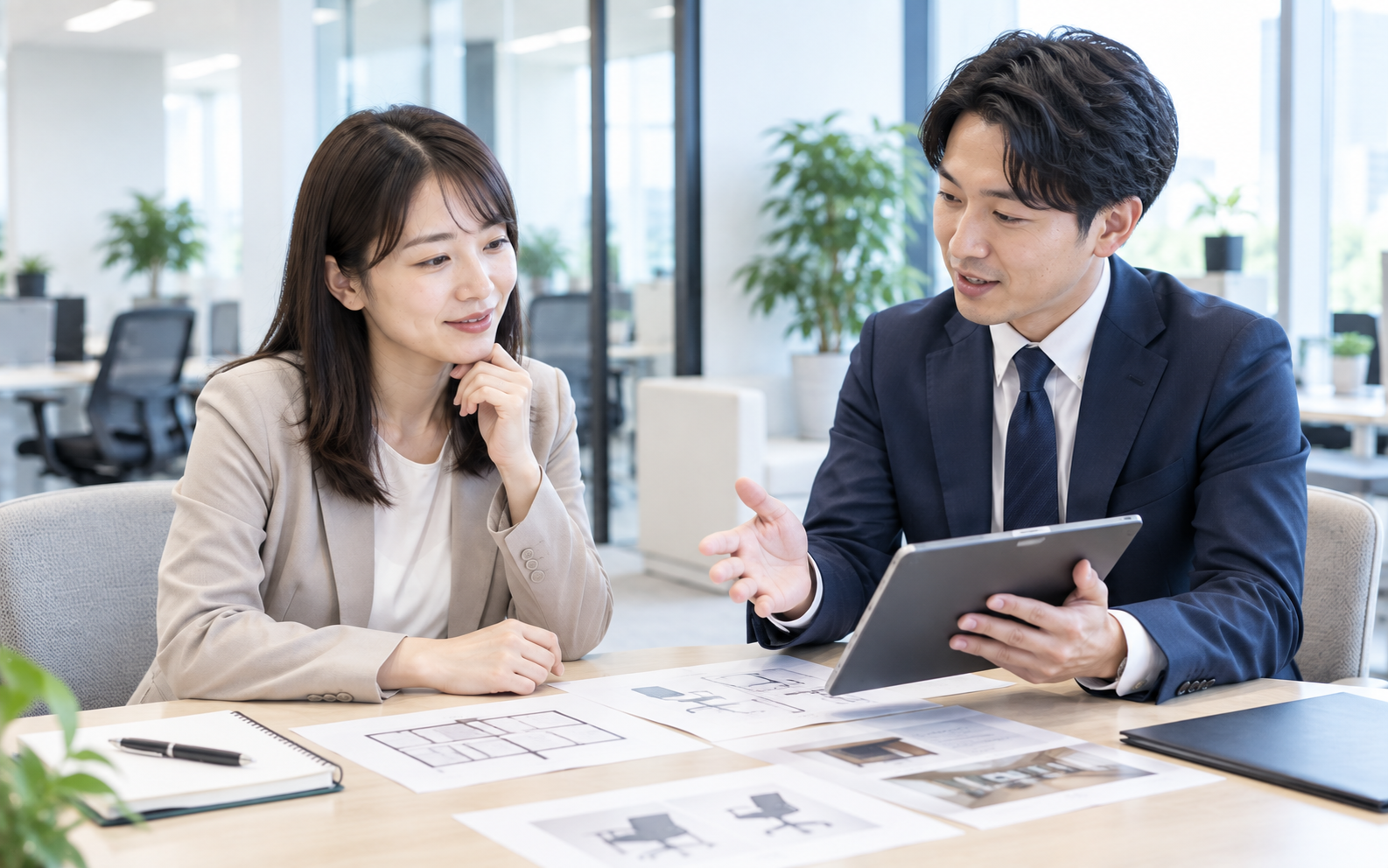 保管プランと見積りについて打ち合わせする様子